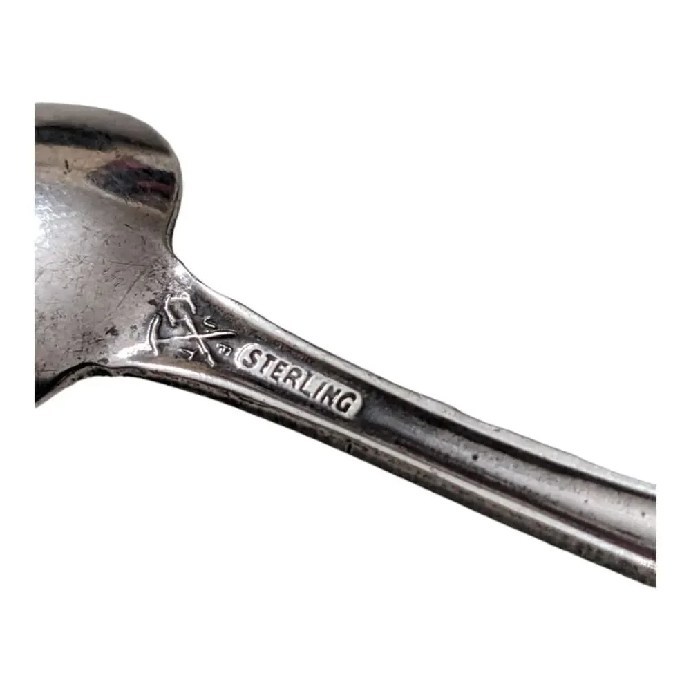 Washington‎ Mt Rainier Enamel Sterling Souvenir Spoon FJT Mining Pick & Shovel